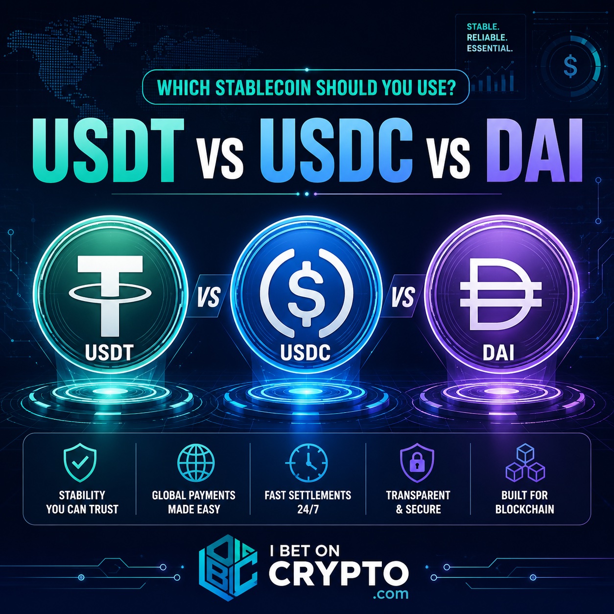 Which stablecoin should you use - USDT vs USDC vs DAI
